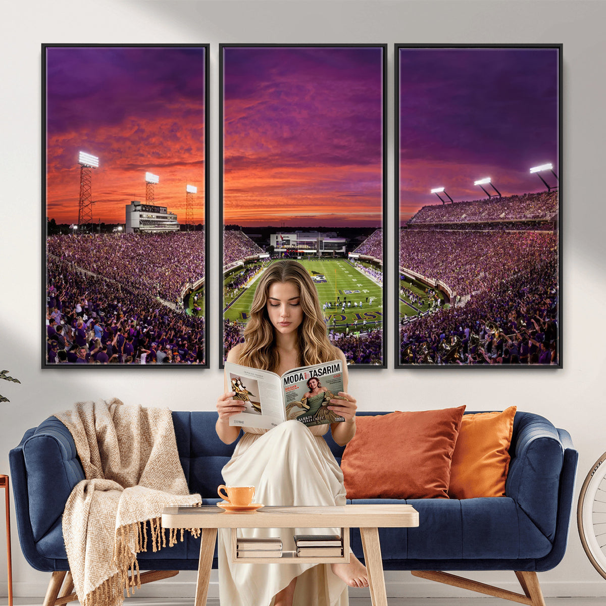 88575-MGV-CV-36X24 - East Carolina University Pirates Football Print Canvas- Greenville Dowdy-Ficklen Stadium Wall Art