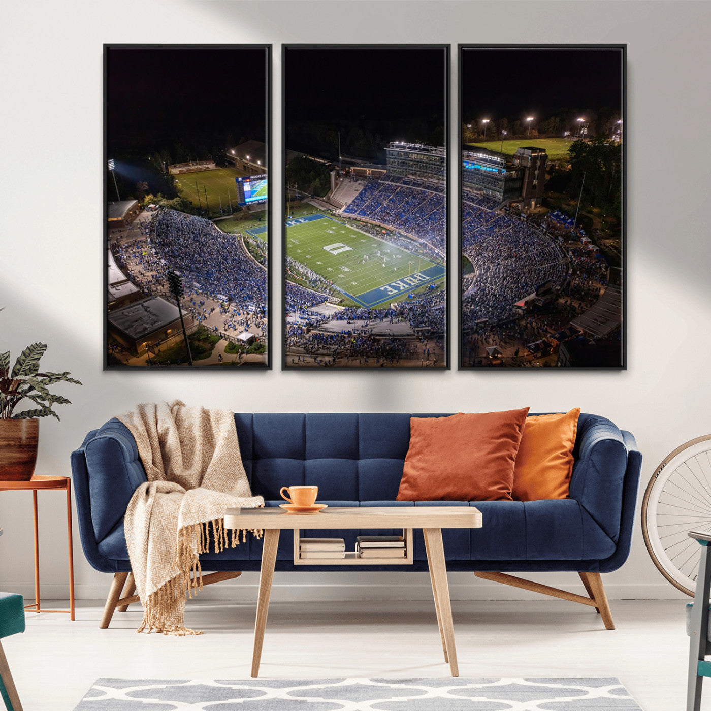 MGV-FC-48X32-3P - Duke University Blue Devils Football Print Canvas - Durham Wallace Wade Stadium Wall Art Canvas