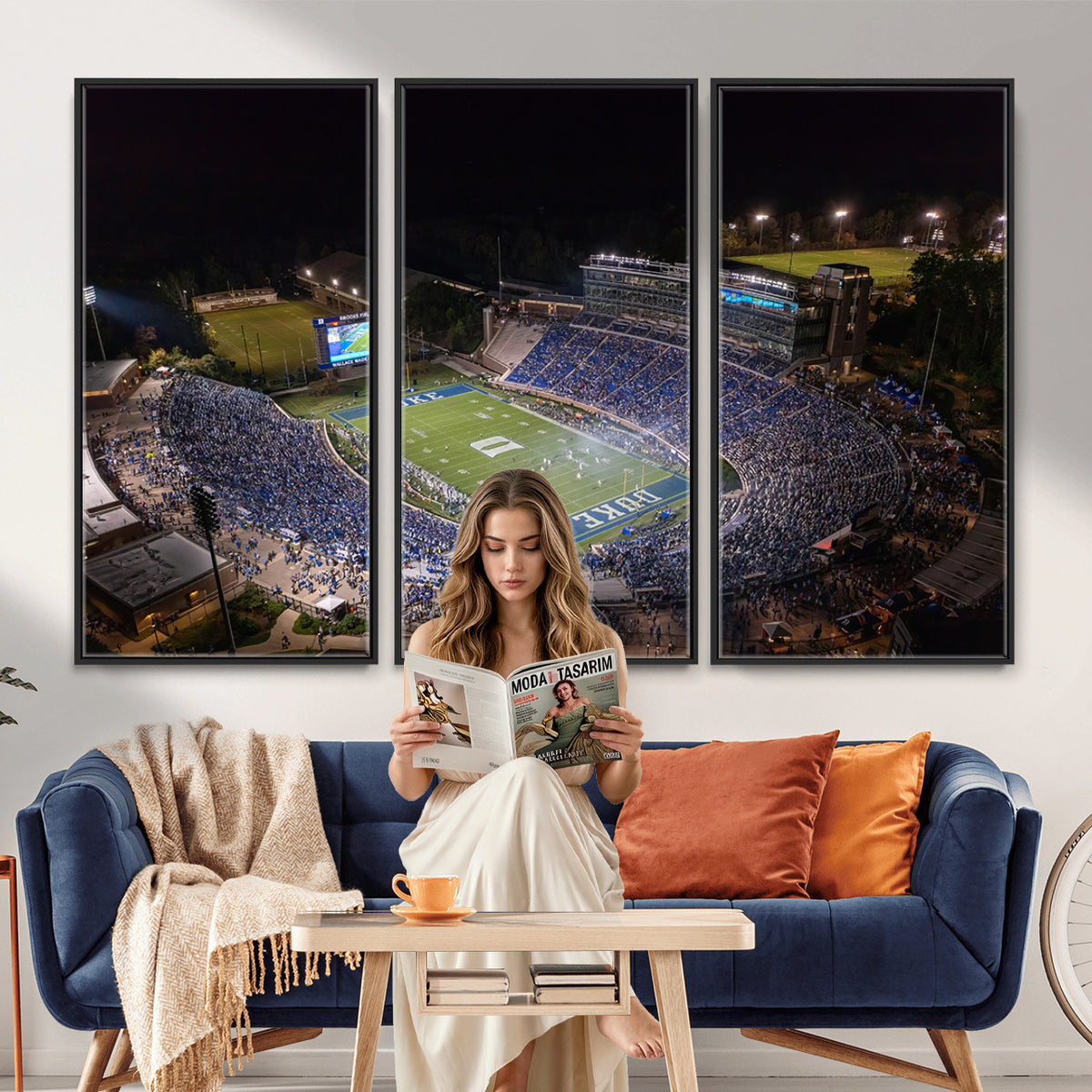 42347-MGV-CV-36X24 - Duke University Blue Devils Football Print Canvas - Durham Wallace Wade Stadium Wall Art Canvas