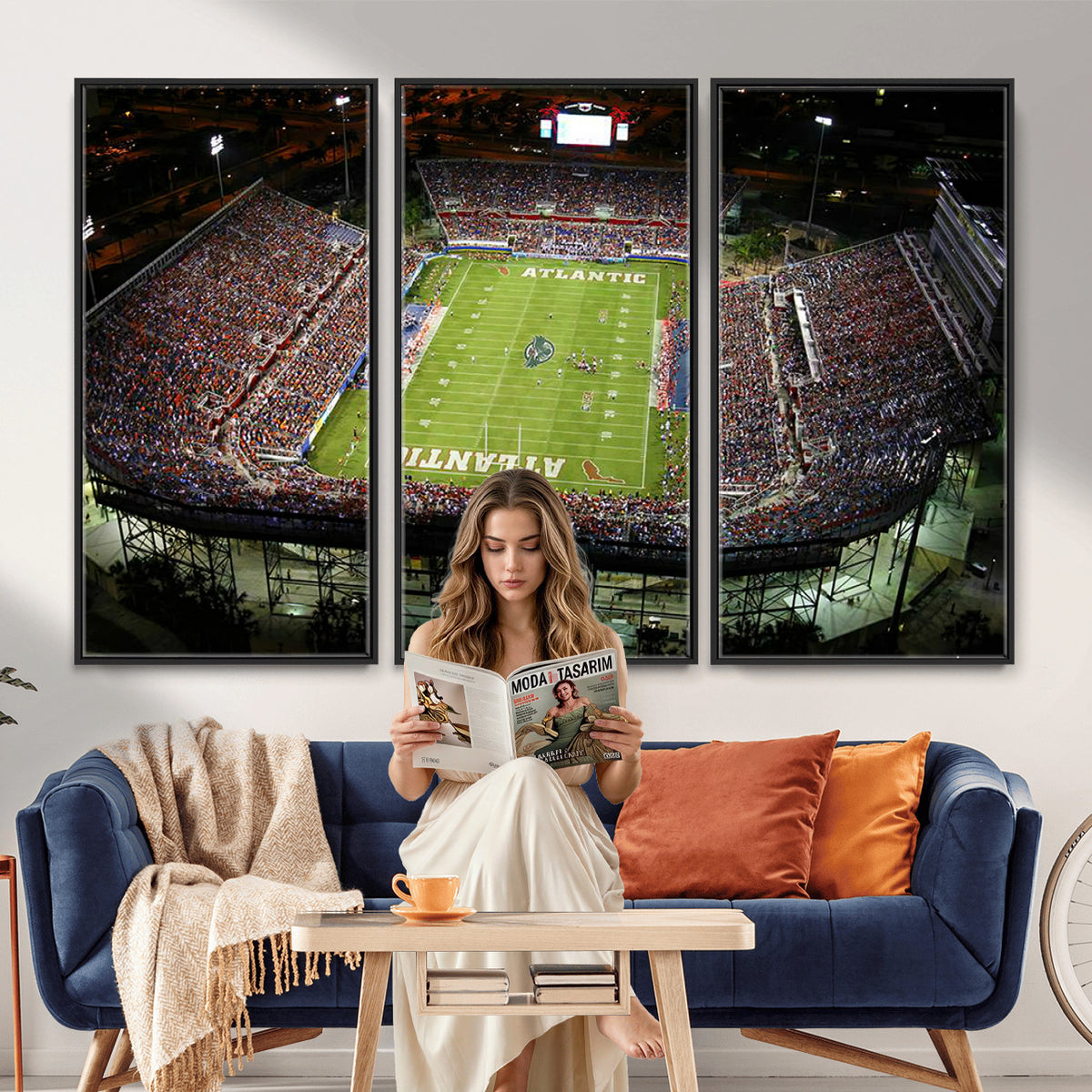 72354-MGV-CV-36X24 - Florida Atlantic University Owls Football Team Print - Boca Raton FAU Stadium Wall Art Canvas Print