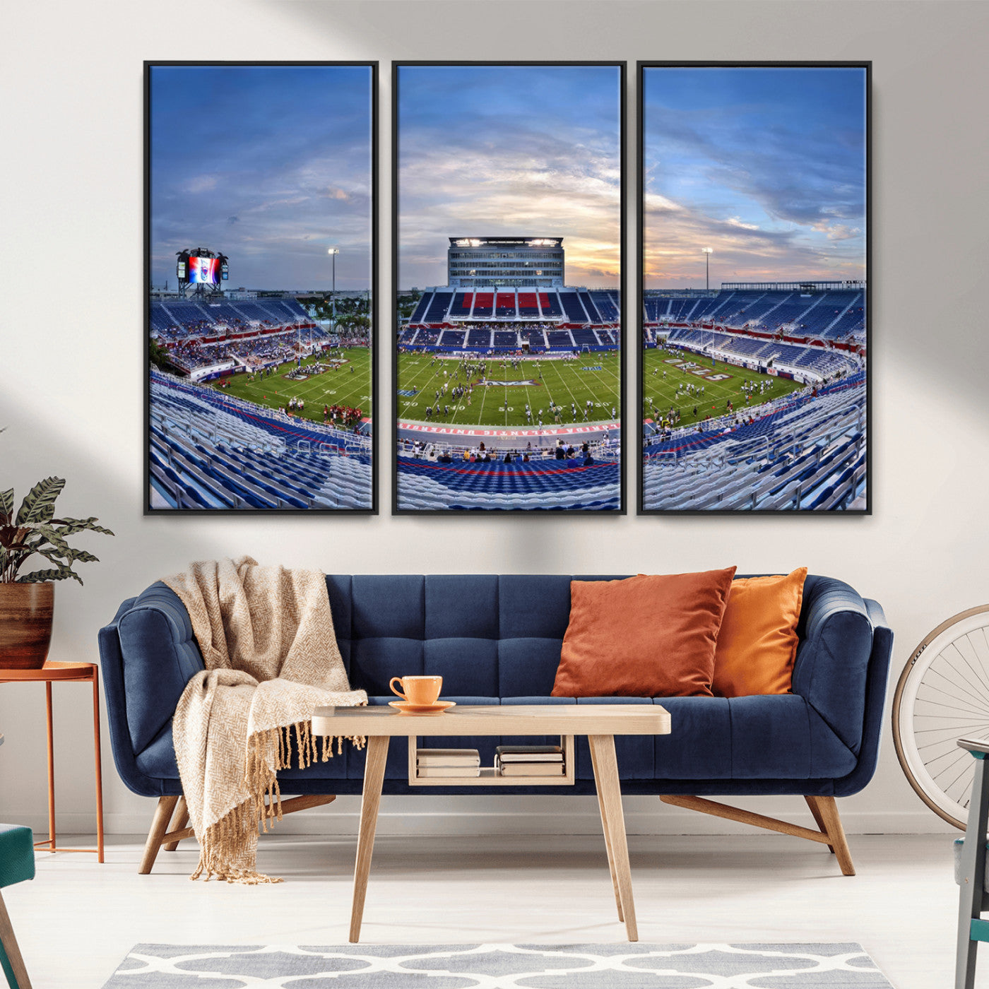 MGV-FC-48X32-3P - Florida Atlantic University Owls Football Team Print - Boca Raton FAU Stadium Wall Art Canvas Print