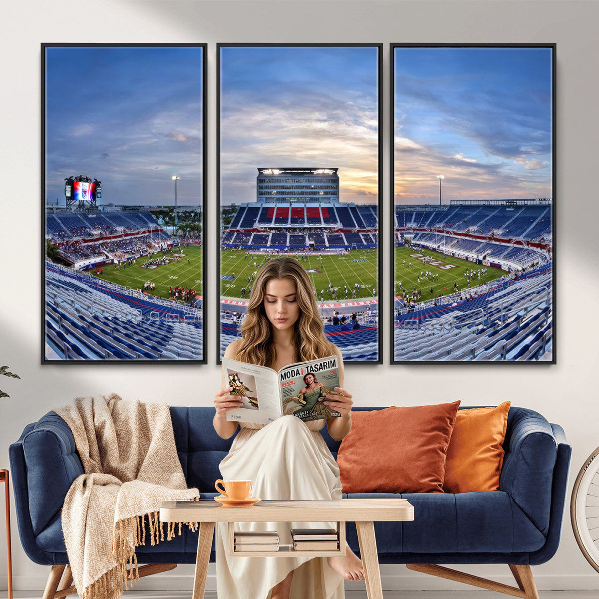 69559-MGV-CV-36X24 - Florida Atlantic University Owls Football Team Print - Boca Raton FAU Stadium Wall Art Canvas Print