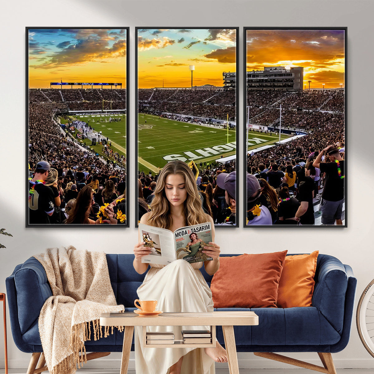 66803-MGV-CV-36X24 - UCF Knights Football Team Print - Orlando FBC Mortgage Stadium, UCF Knights Wall Art Canvas Print