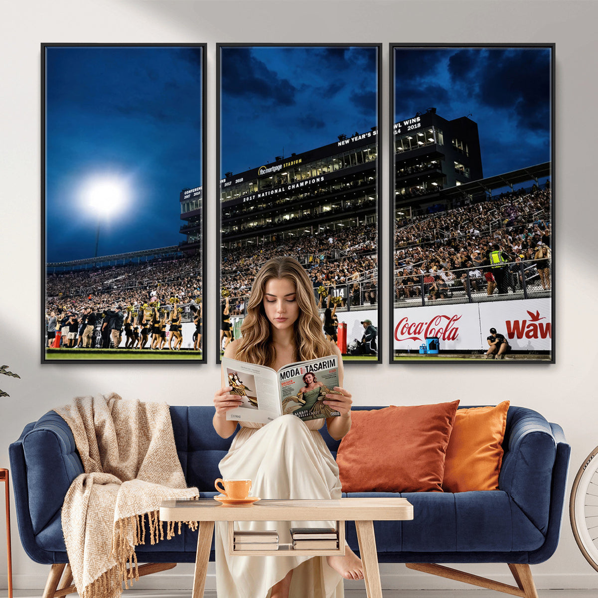 40217-MGV-CV-36X24 - UCF Knights Football Team Print - Orlando FBC Mortgage Stadium Wall Art Canvas Print