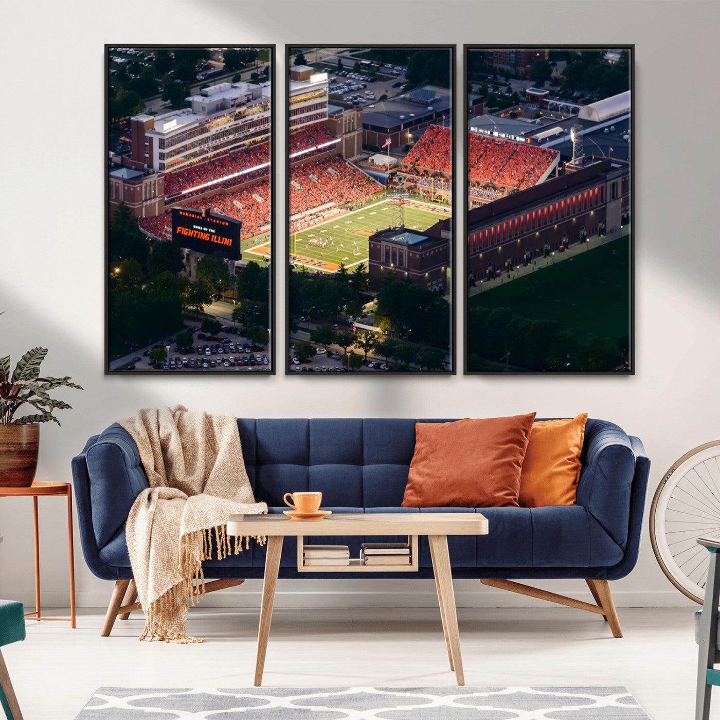 MGV-FC-48X32-3P - University of Illinois Fighting Illini Football Team Print - Champaign Illinois Memorial Stadium