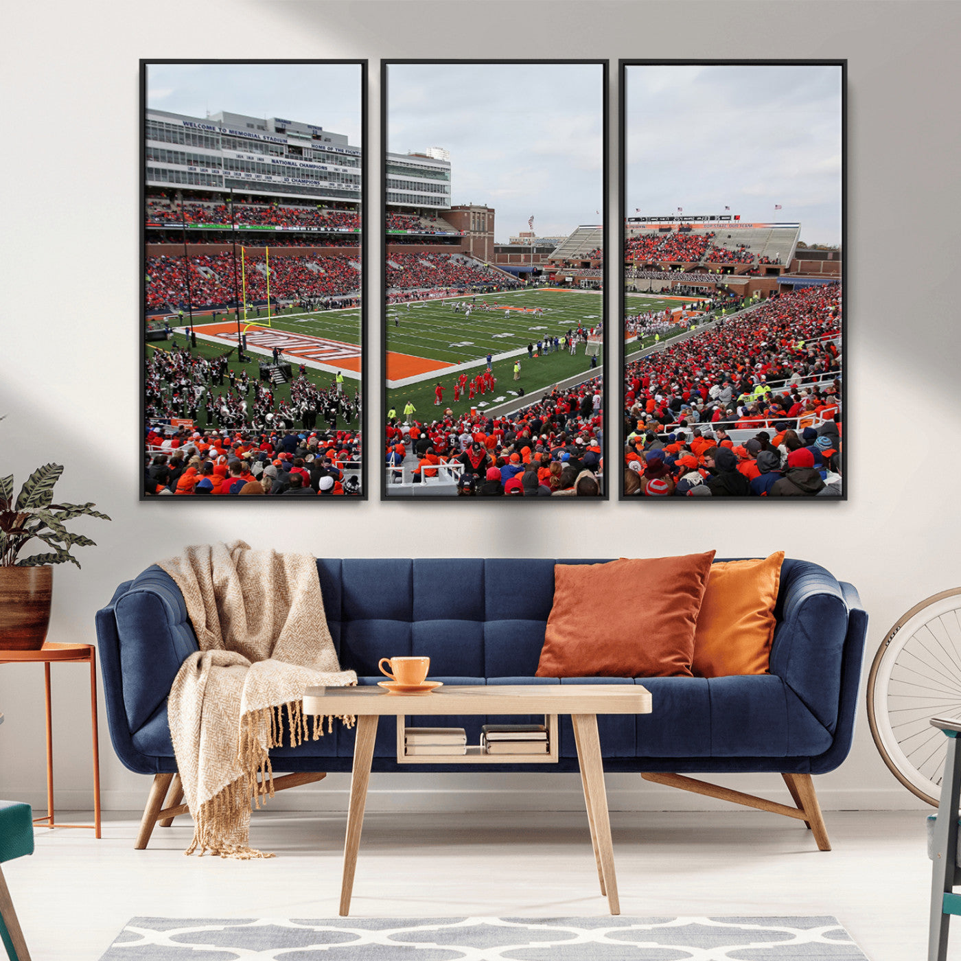 MGV-FC-48X32-3P - University of Illinois Fighting Illini Football Team Print - Champaign Illinois Memorial Stadium