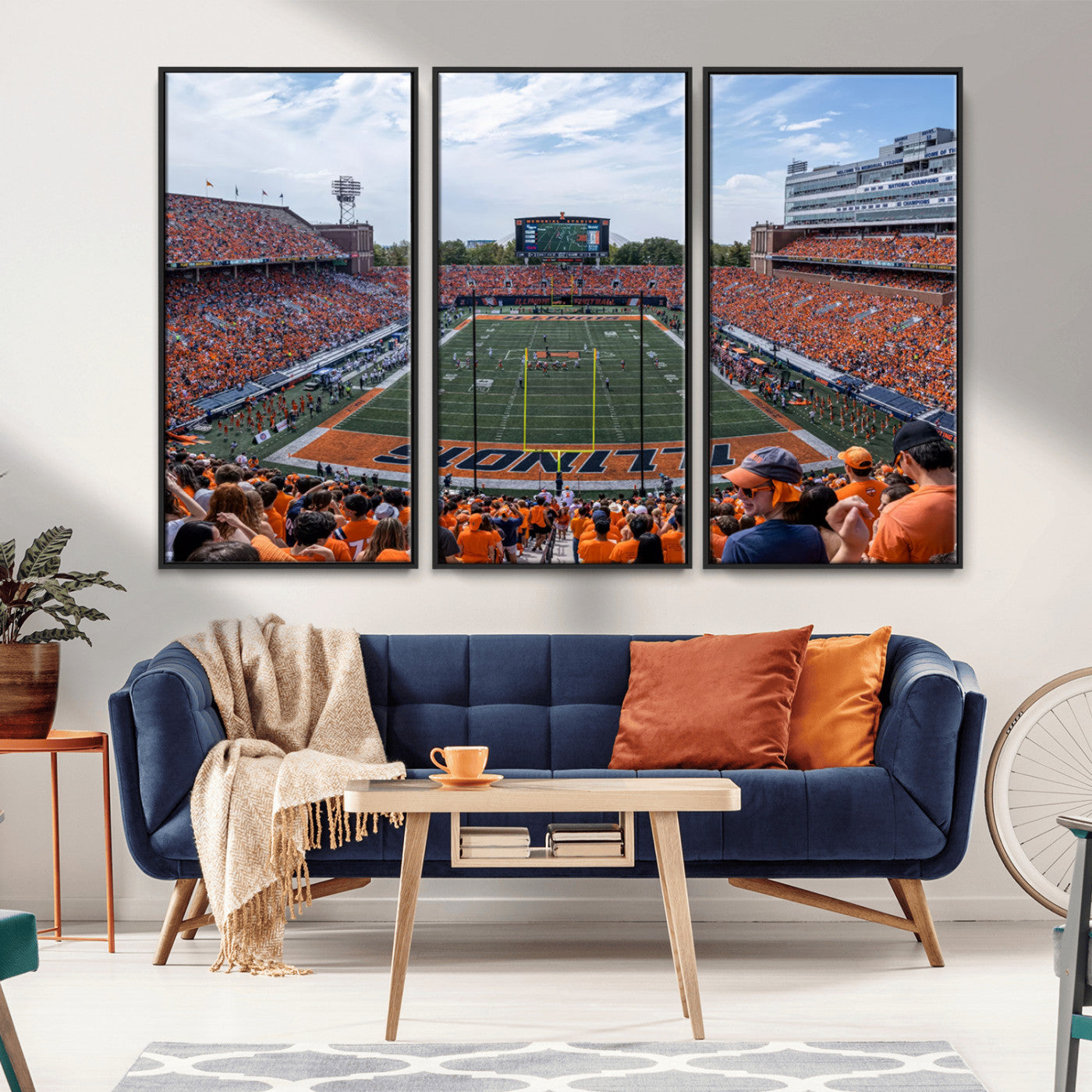 MGV-FC-48X32-3P - University of Illinois Fighting Illini Football Team Print Canvas - Champaign Illinois Memorial
