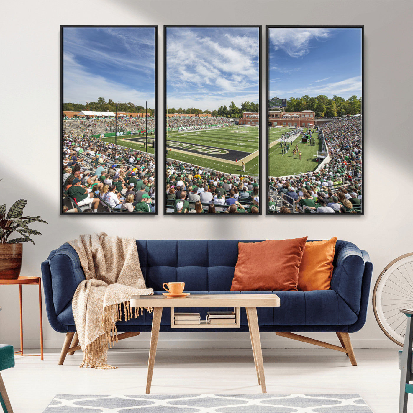 MGV-FC-48X32-3P - University of Charlotte 49ers Football Team Print - Charlotte Jerry Richardson Stadium Canvas Print
