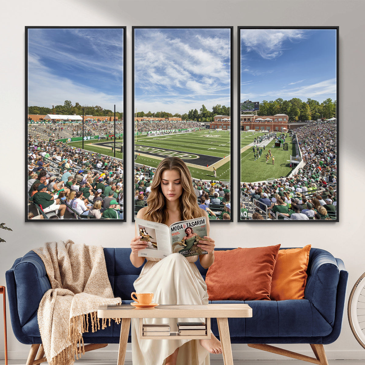 67799-MGV-CV-36X24 - University of Charlotte 49ers Football Team Print - Charlotte Jerry Richardson Stadium Canvas Print