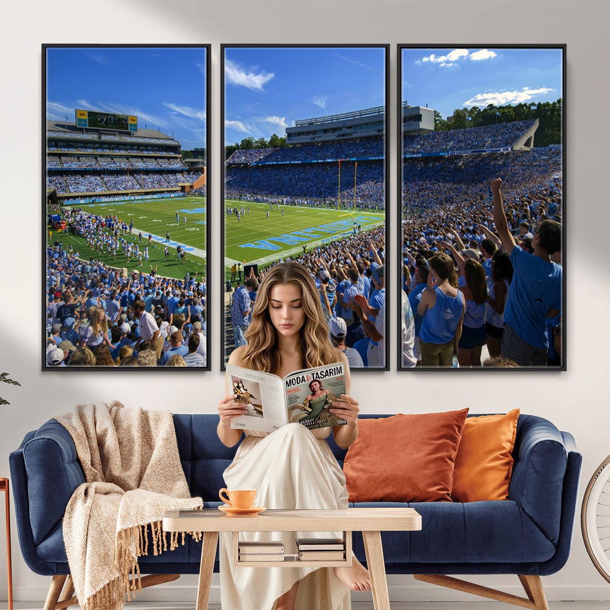 58540-MGV-CV-36X24 - University of North Carolina Tar Heels Team Canvas Print - Chapel Hill Kenan Memorial Stadium Wall