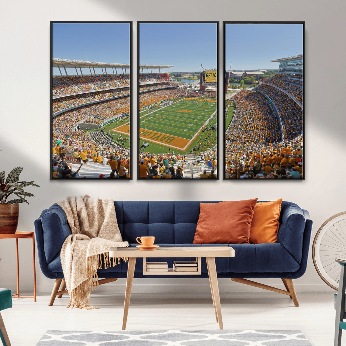 MGV-FC-48X32-3P - Baylor University Bears Football Team Print - Waco McLane Stadium Wall Art Canvas Print
