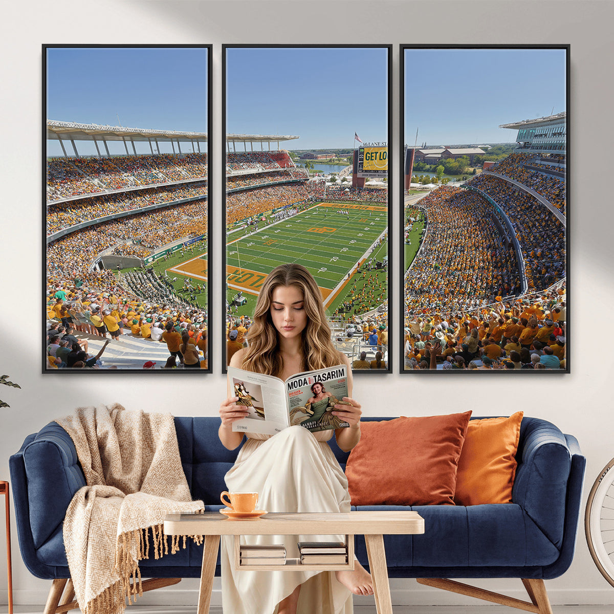 49912-MGV-CV-36X24 - Baylor University Bears Football Team Print - Waco McLane Stadium Wall Art Canvas Print