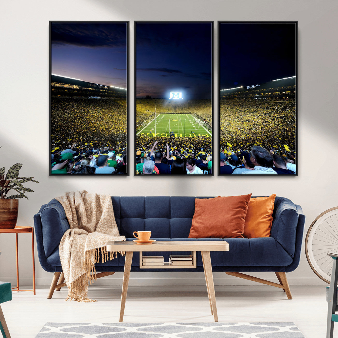 MGV-FC-48X32-3P - University of Michigan Wolverines Football Team Print - Ann Arbor Michigan Stadium Canvas Print