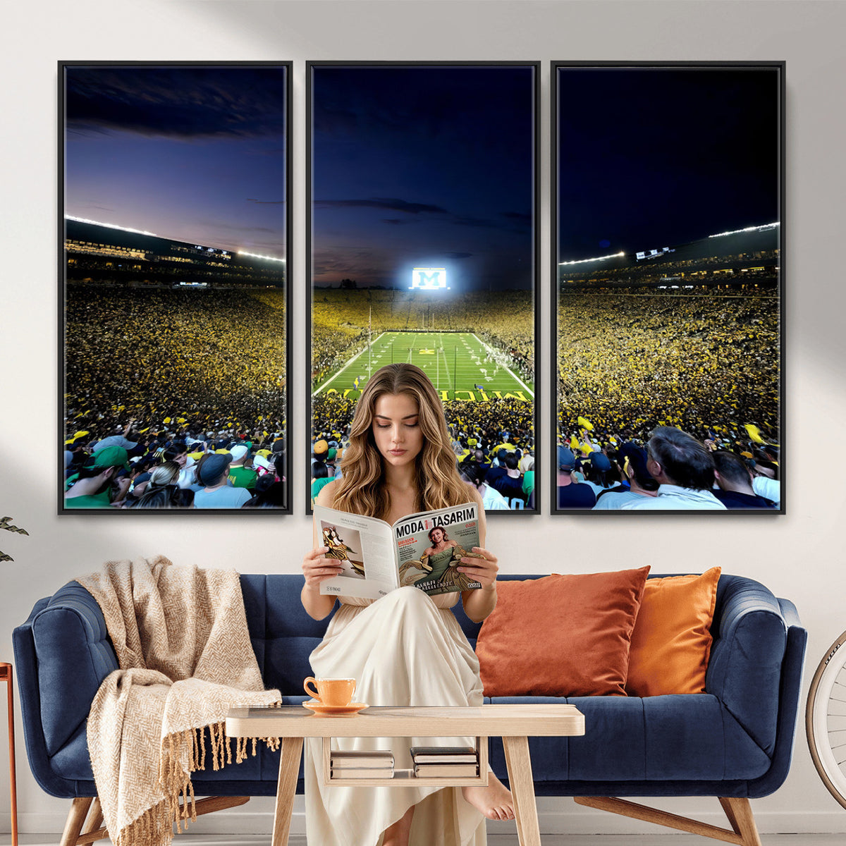 22115-MGV-CV-36X24 - University of Michigan Wolverines Football Team Print - Ann Arbor Michigan Stadium Canvas Print