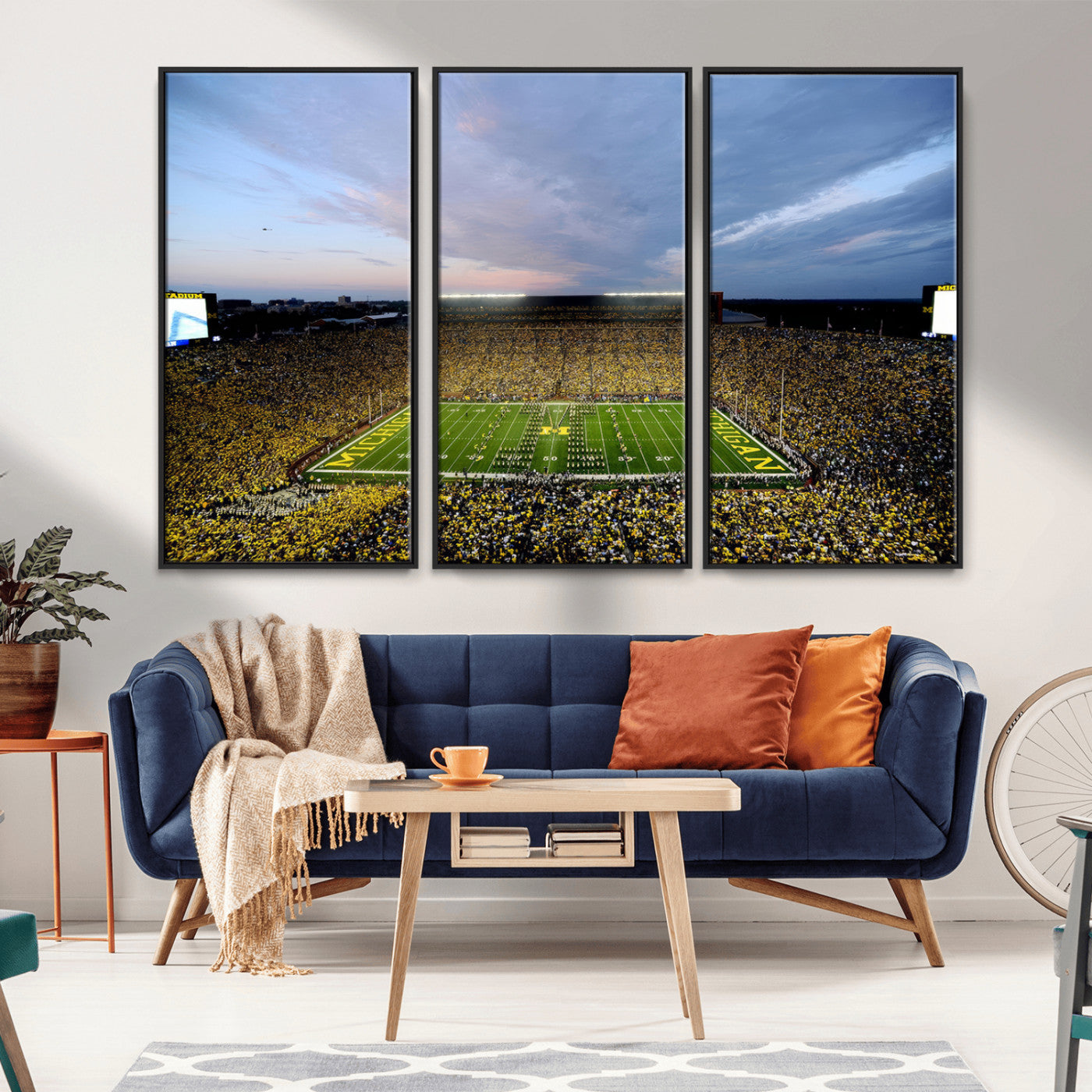 MGV-FC-48X32-3P - University of Michigan Wolverines Football Team Print - Ann Arbor Michigan Stadium Wall Art Canvas