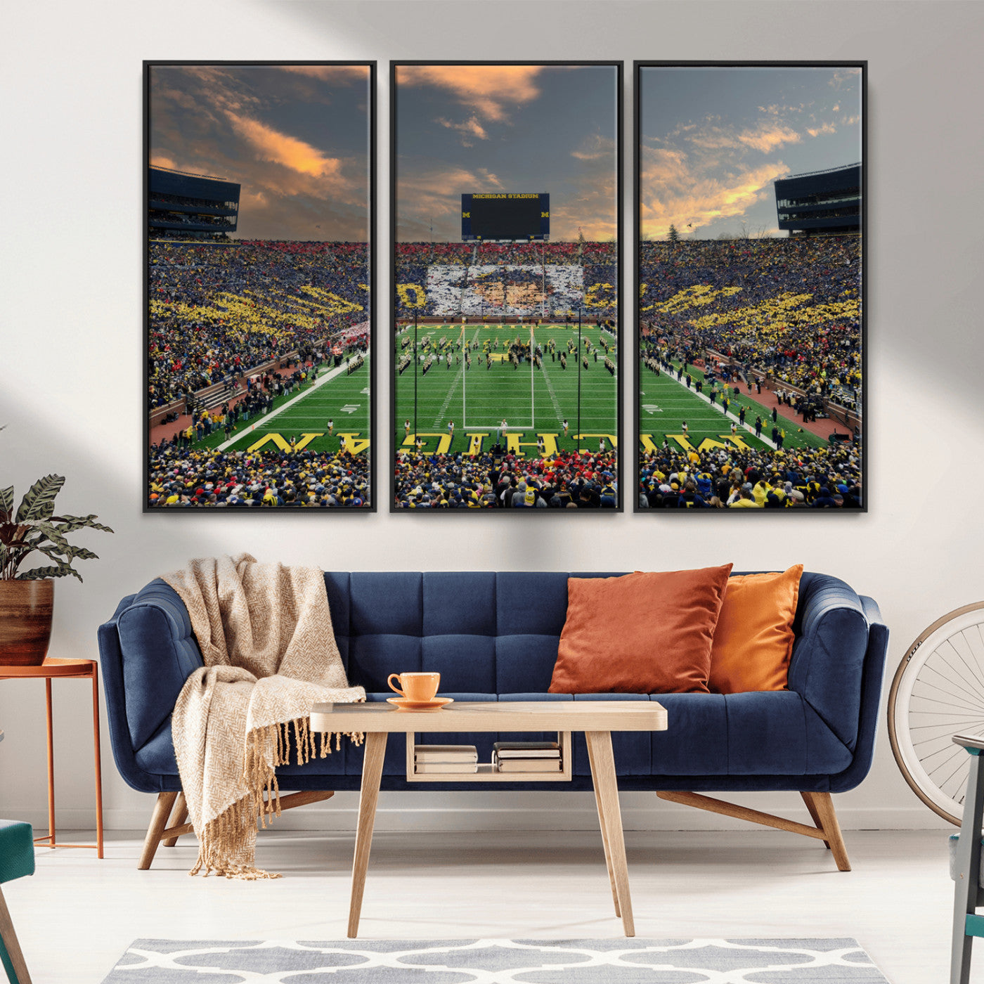 MGV-FC-48X32-3P - University of Michigan Wolverines Print Canvas, Football Team Print - Ann Arbor Michigan Stadium
