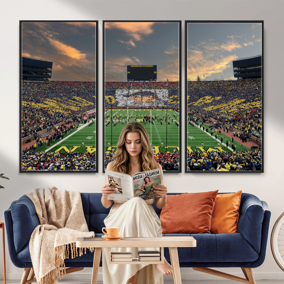 81843-MGV-CV-36X24 - University of Michigan Wolverines Print Canvas, Football Team Print - Ann Arbor Michigan Stadium