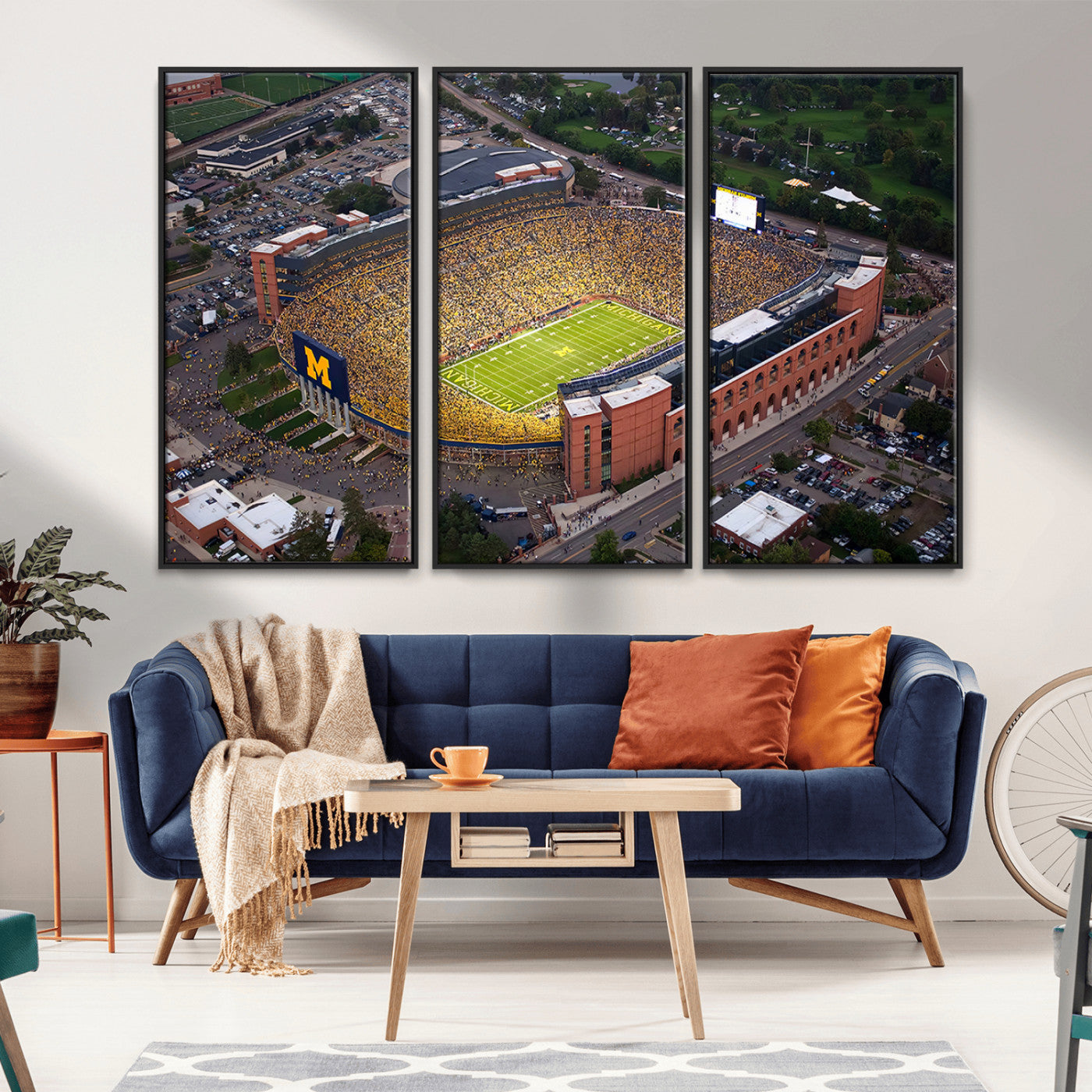 MGV-FC-48X32-3P - University of Michigan Wolverines Football Team Print - Ann Arbor Michigan Stadium Wall Art Canvas