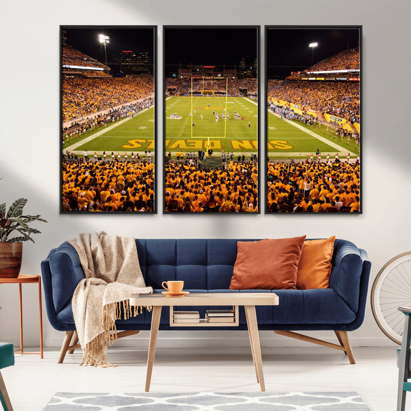 MGV-FC-48X32-3P - ASU Sun Devils Football Team Print - Phoenix Mountain America Stadium Wall Art Canvas Print