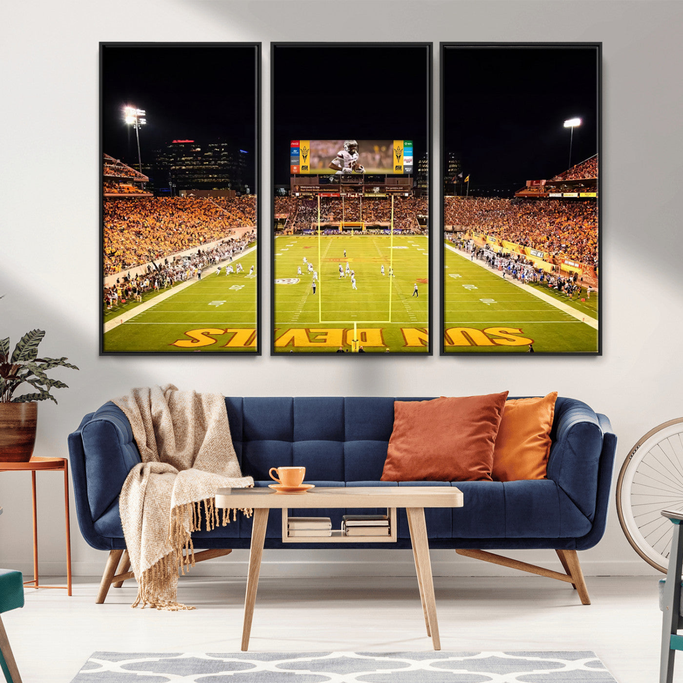 MGV-FC-48X32-3P - ASU Sun Devils Football Team Print - Phoenix Mountain America Stadium Canvas Print