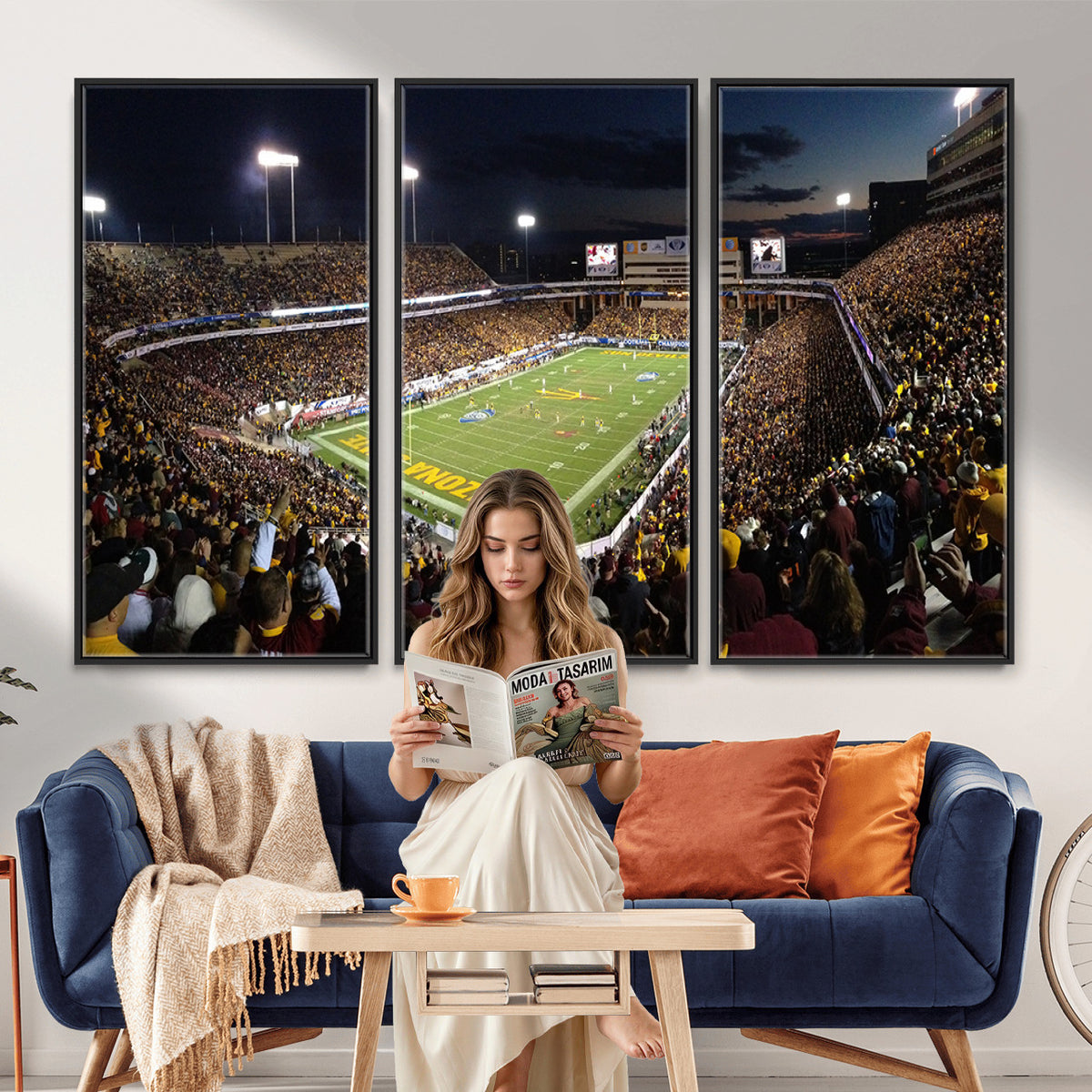 75716-MGV-CV-36X24 - ASU Sun Devils Football Team Print Canvas - Phoenix Mountain America Stadium Wall Art Canvas Print