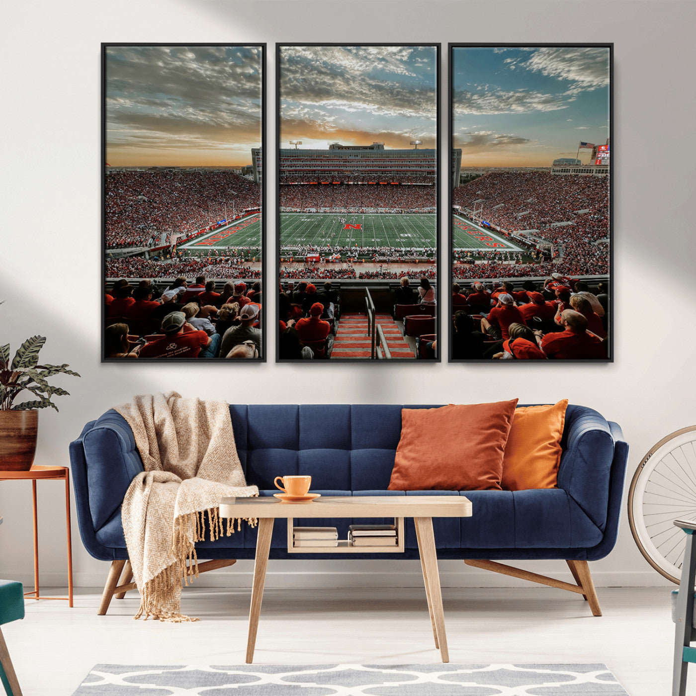 MGV-FC-48X32-3P - University of Nebraska Cornhuskers Football Team Print - Lincoln Memorial Stadium Art Canvas Print