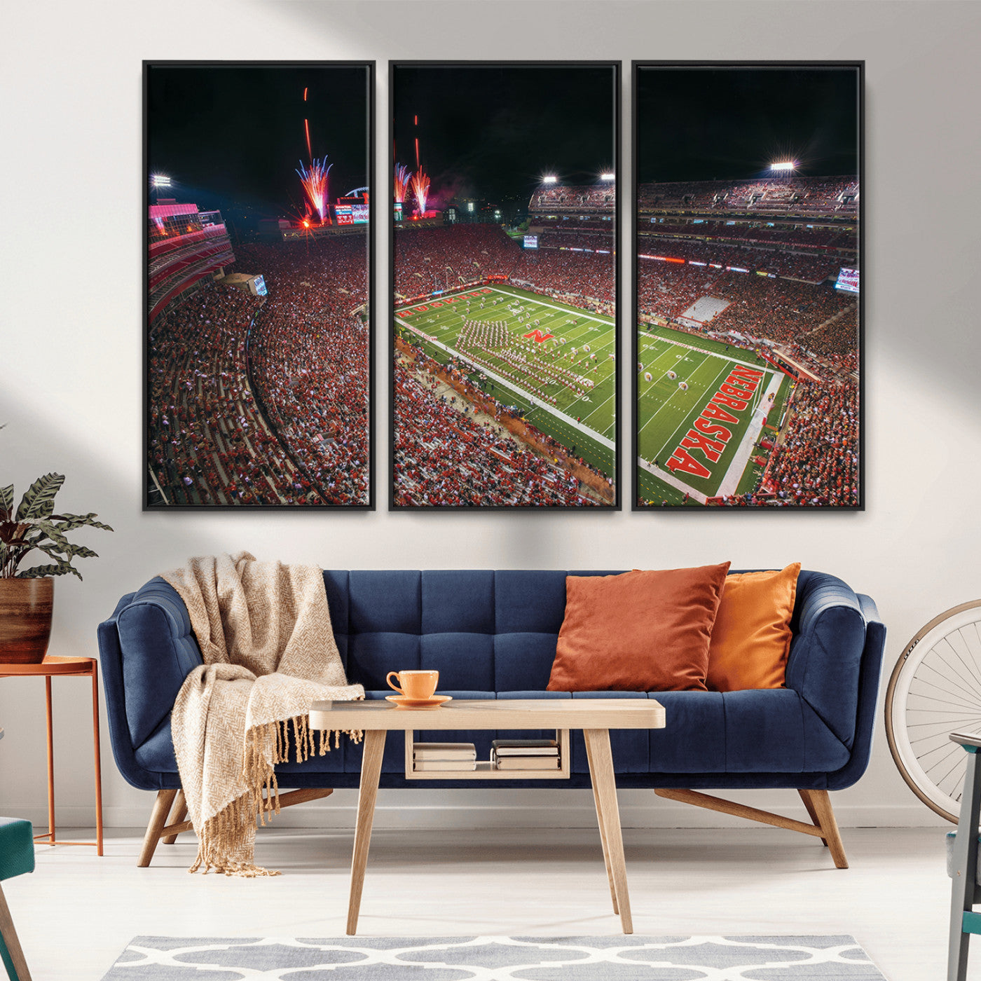 MGV-FC-48X32-3P - University of Nebraska Cornhuskers Football Team Print - Lincoln Memorial Stadium Wall Art Canvas