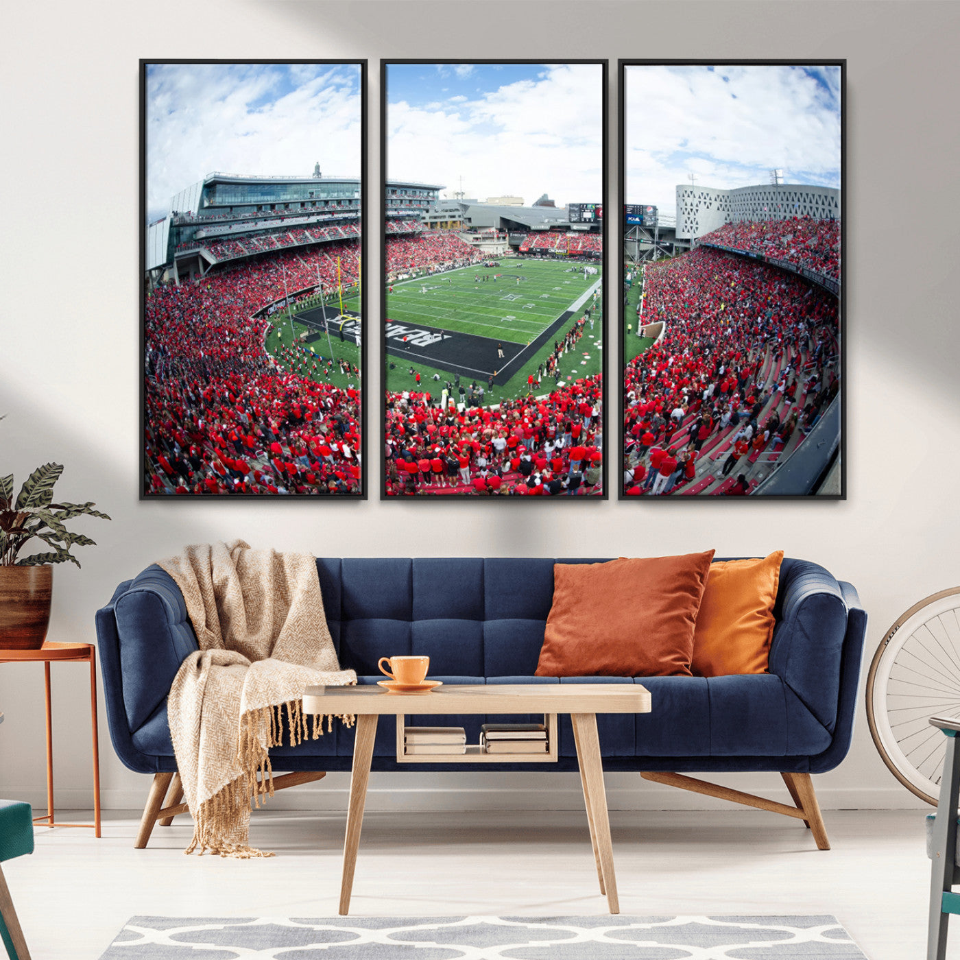 MGV-FC-48X32-3P - Cincinnati Bearcats Football Team Print - Nippert Stadium Wall Art Canvas Print
