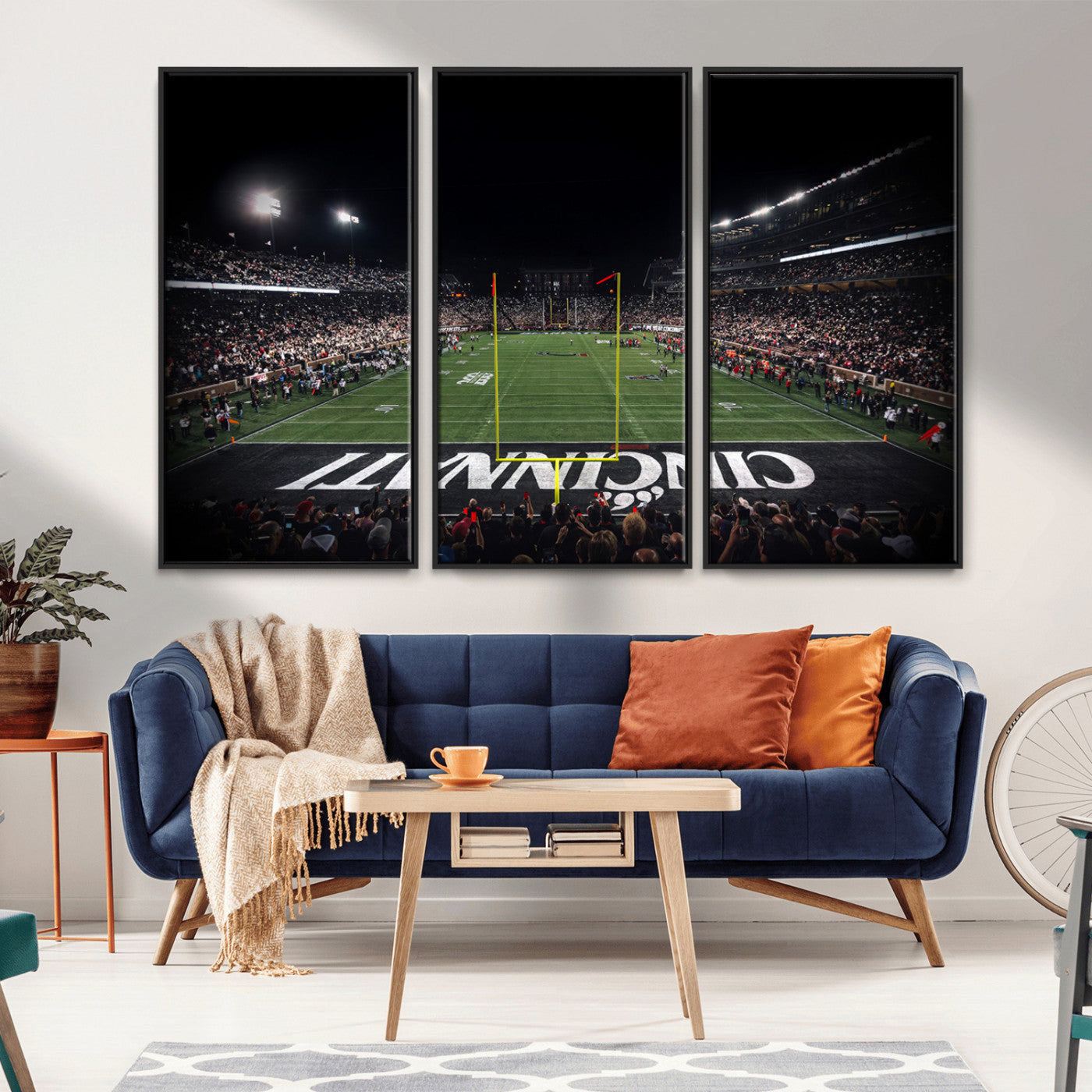 MGV-FC-48X32-3P - Cincinnati Bearcats Football Team Print - Nippert Stadium Wall Art Canvas Print