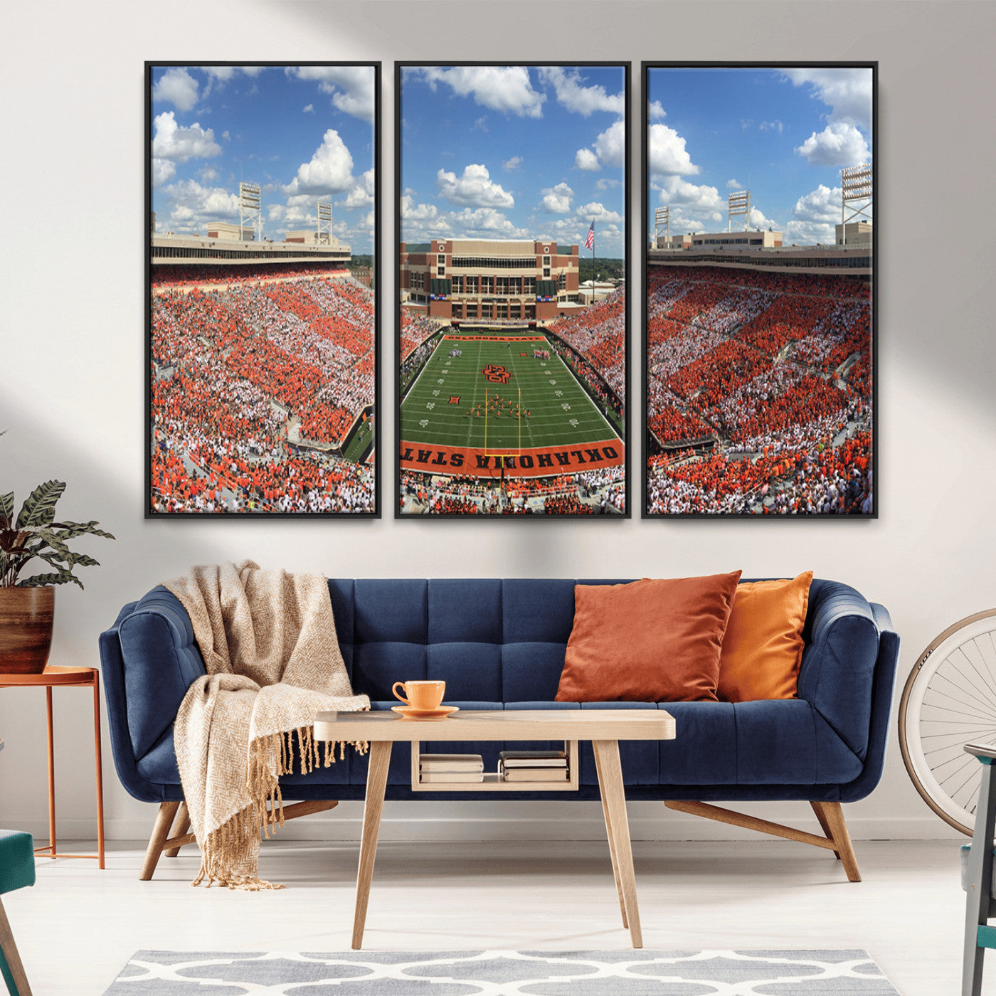 MGV-FC-48X32-3P - Oklahoma State Cowboys Football Team Print - Stillwater Boone Pickens Stadium Wall Art Canvas Print