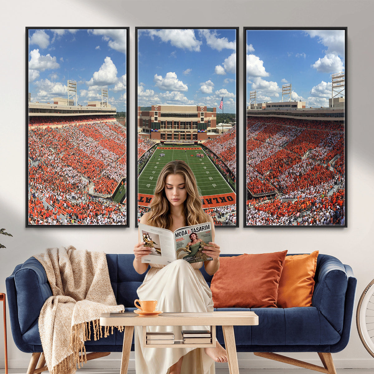 65192-MGV-CV-36X24 - Oklahoma State Cowboys Football Team Print - Stillwater Boone Pickens Stadium Wall Art Canvas Print