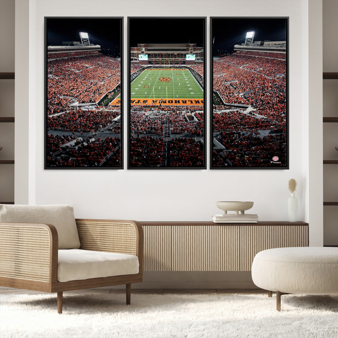 Oklahoma State Cowboys Canvas Print, Football Team Print - Stillwater Boone Pickens Stadium Wall Art Canvas Print