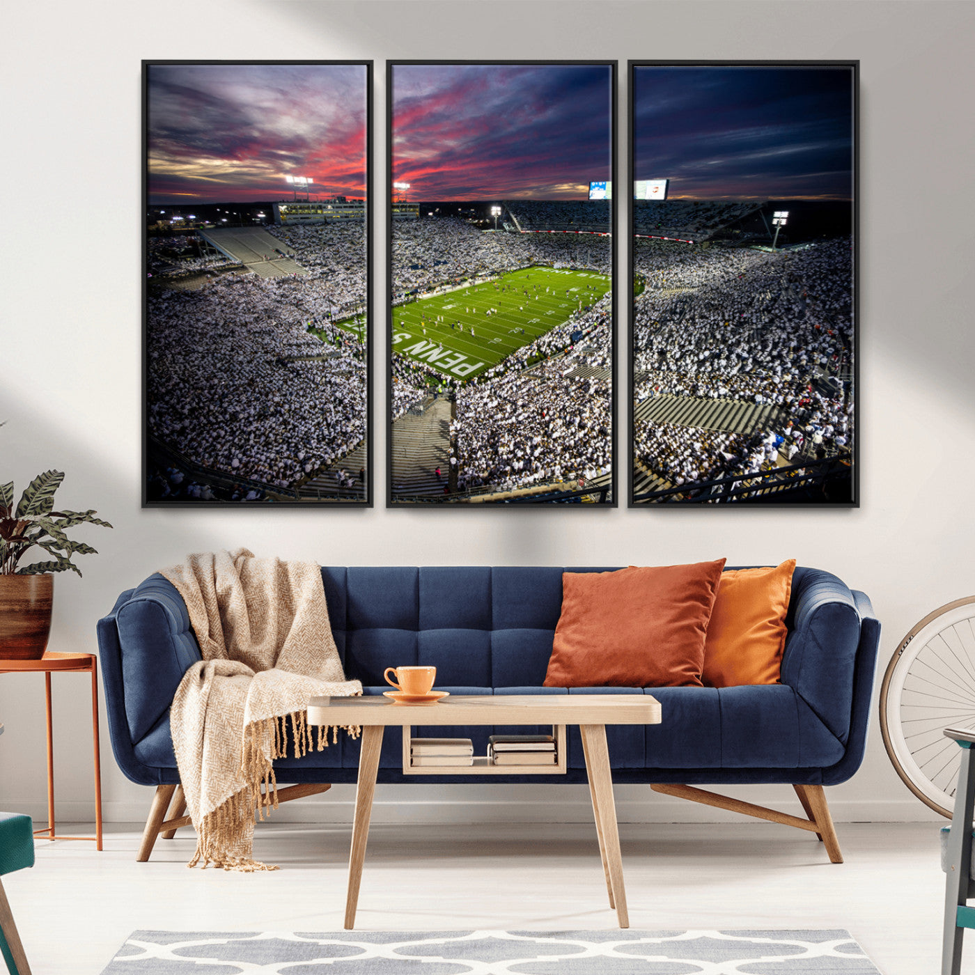 MGV-FC-48X32-3P - Penn State Nittany Lions Football Team Print - University Park Beaver Stadium Art Canvas Print