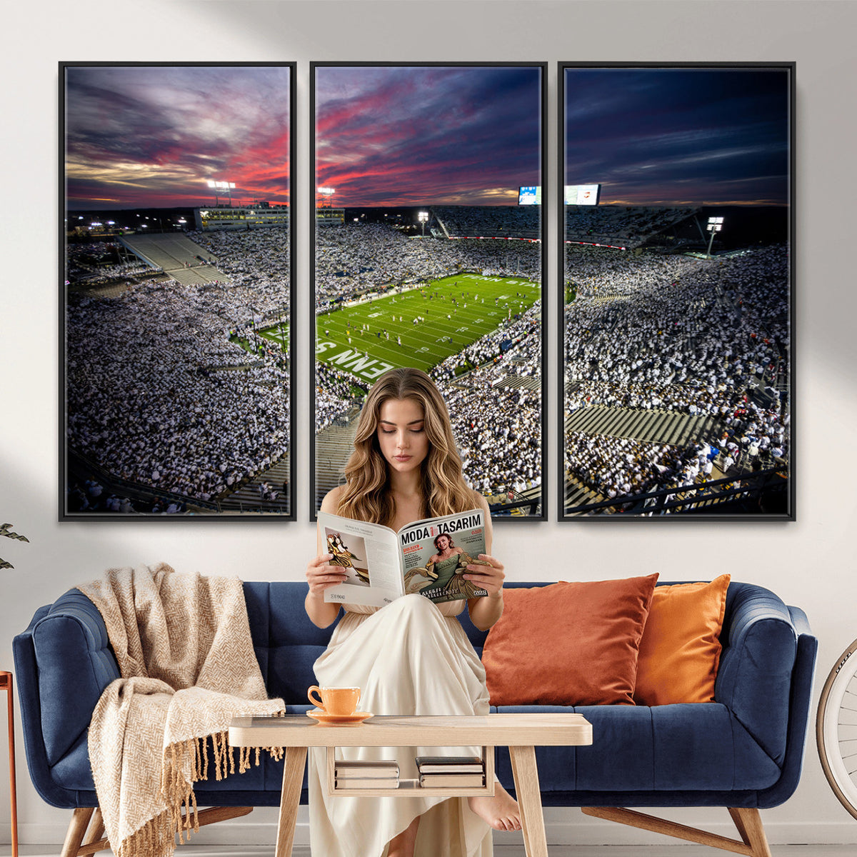 37304-MGV-CV-36X24 - Penn State Nittany Lions Football Team Print - University Park Beaver Stadium Art Canvas Print