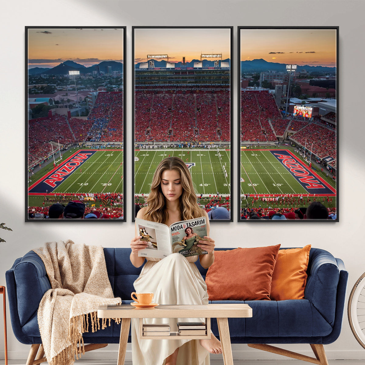 45563-MGV-CV-36X24 - Arizona Wildcats Football Team Print - Tucson Arizona Stadium Wall Art Canvas Print