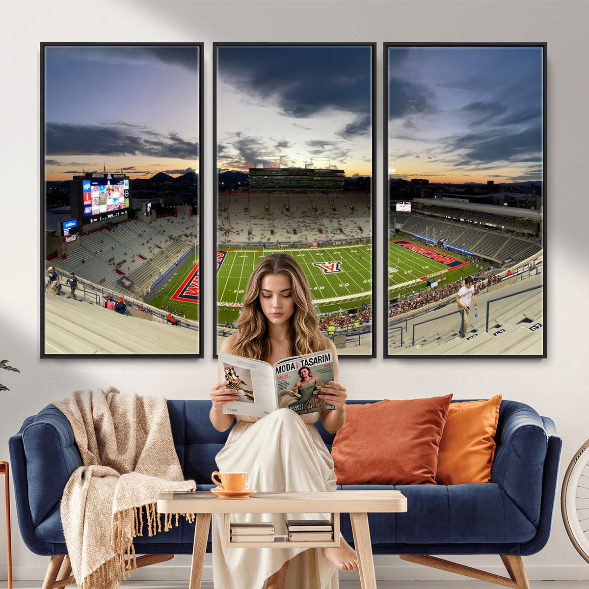 24339-MGV-CV-36X24 - Arizona Wildcats Football Team Print - Tucson Arizona Stadium Wall Art Canvas Print
