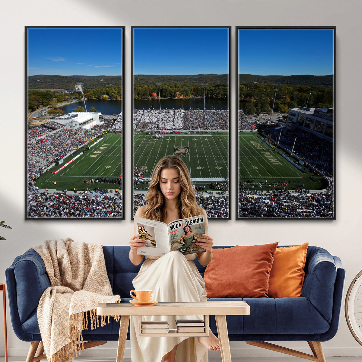52056-MGV-CV-36X24 - Army Black Knights Football Team Print - West Point Michie Stadium Wall Art Canvas Print