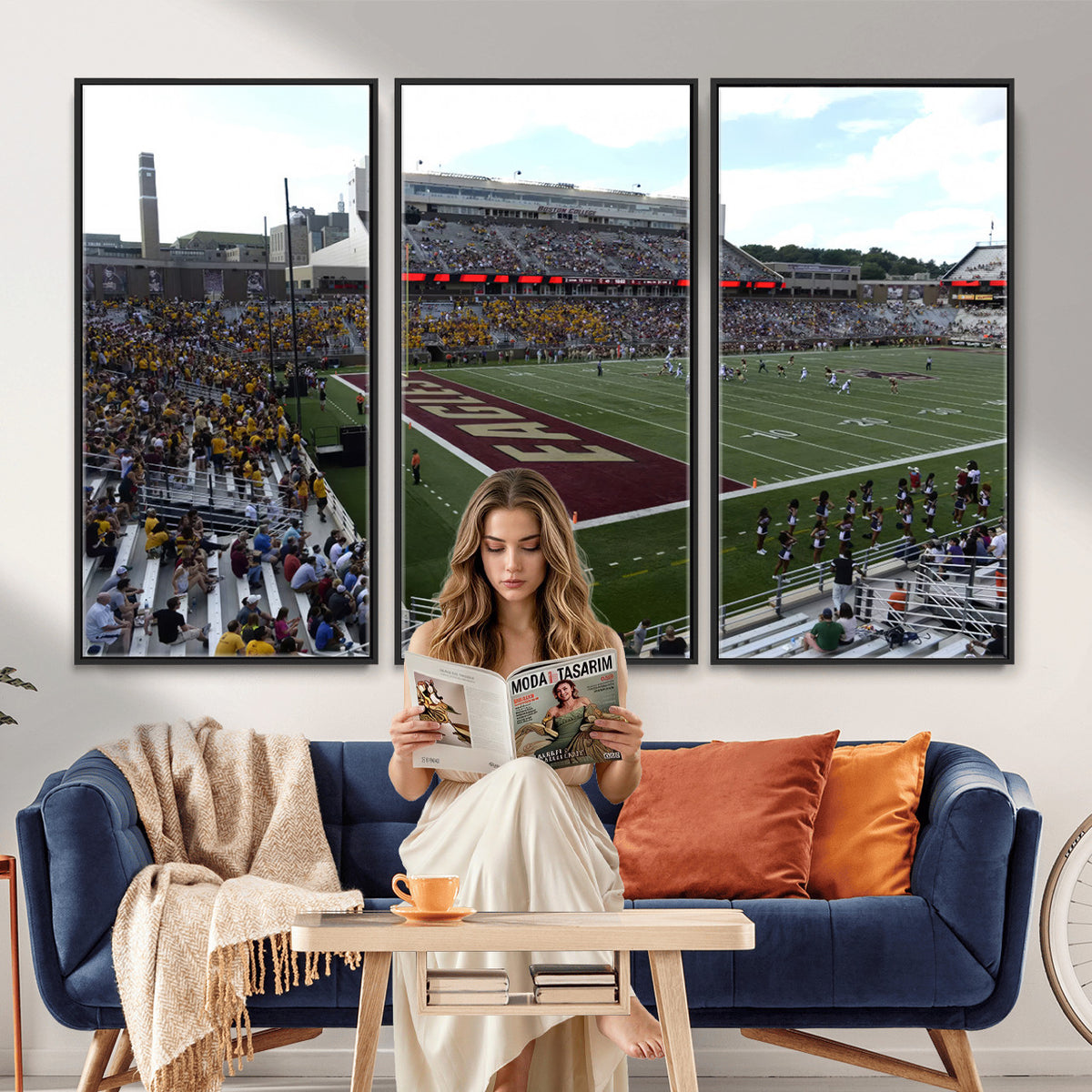 61503-MGV-CV-36X24 - Boston College Eagles Football Team Print - Boston Alumni Stadium Wall Art Canvas Print