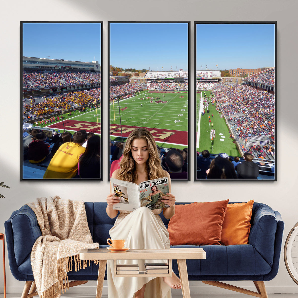 78117-MGV-CV-36X24 - Boston College Eagles Football Team Print - Boston Alumni Stadium Wall Art Canvas Print