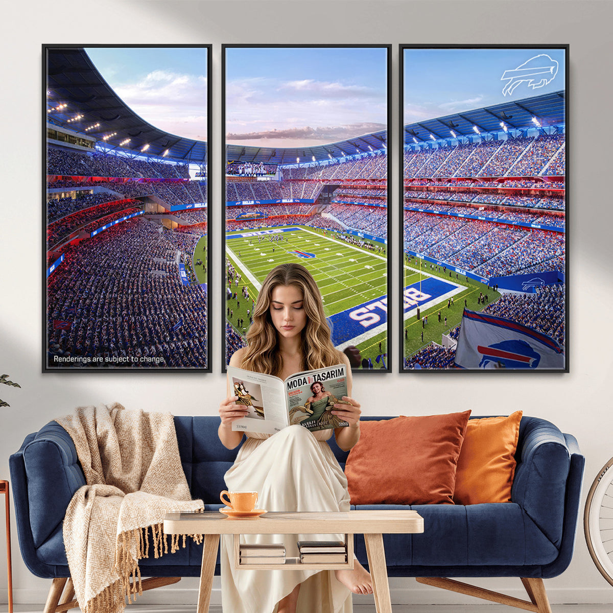 57873-MGV-CV-36X24 - Buffalo Bills Football Team Print Canvas - Buffalo Highmark Stadium Wall Art Canvas Print