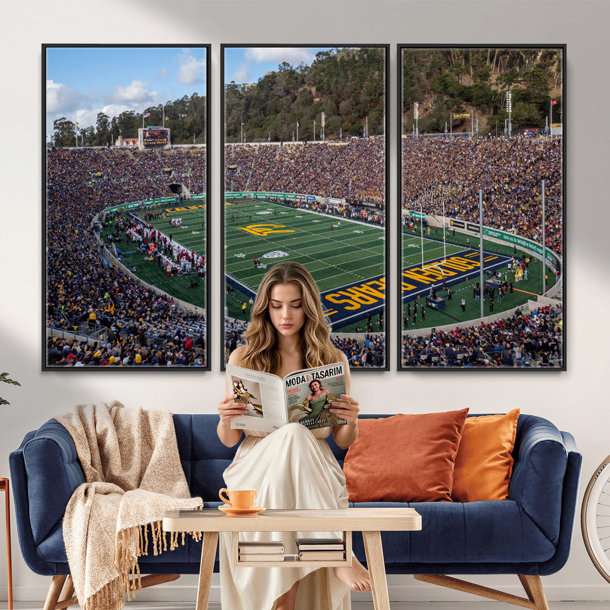 38054-MGV-CV-36X24 - University of California Golden Bears Football Team Print - Berkeley California Memorial Stadium Art
