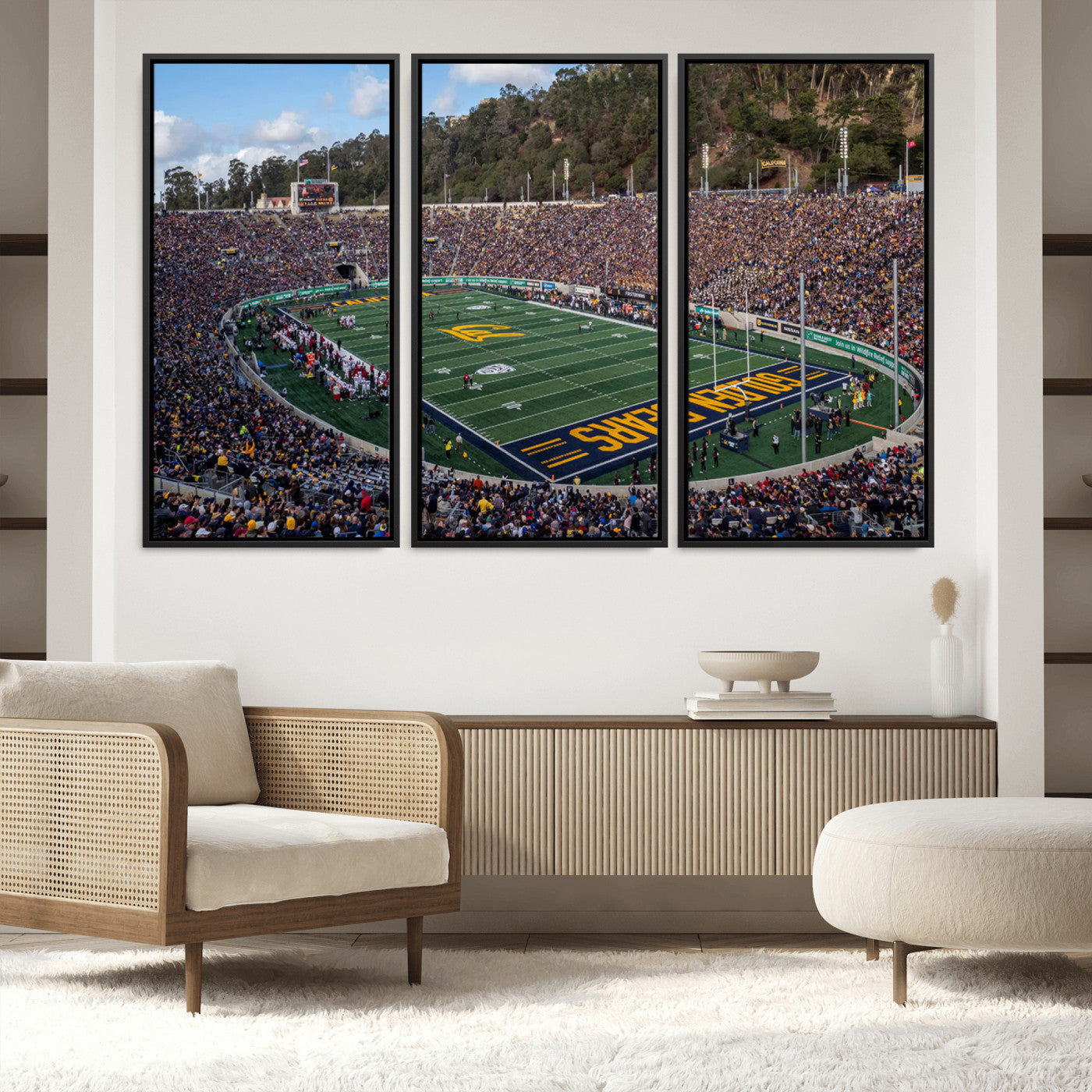 38054-MGV-FC-48X32-3P_Black-University of California Golden Bears Football Team Print - Berkeley California Memorial Stadium Art Canvas Print