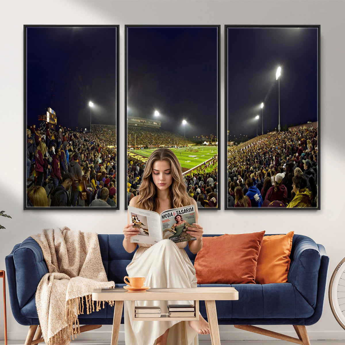 45619-MGV-CV-36X24 - Central Michigan University Chippewas Canvas Wall Art, Football Team Print - Mount Pleasant