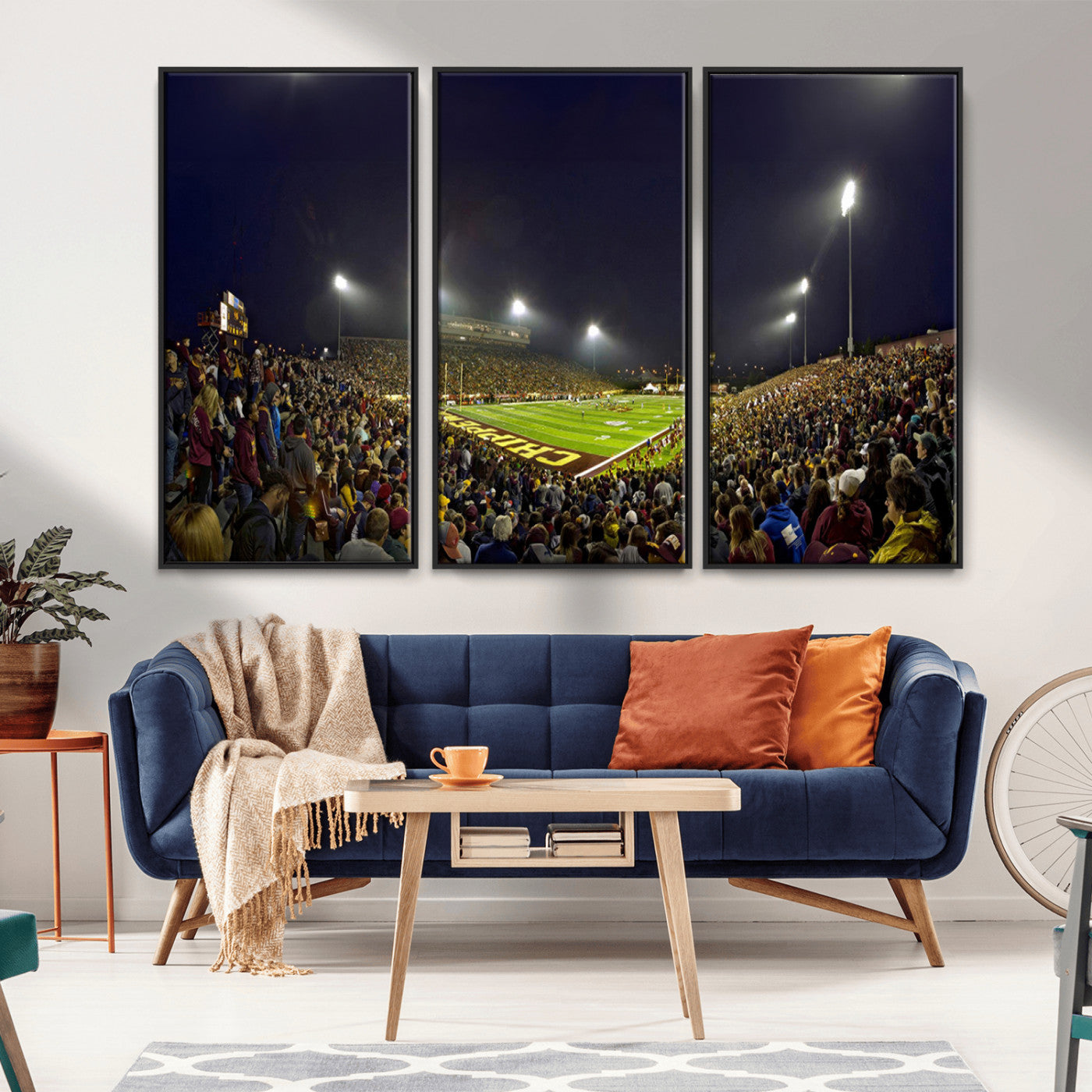 MGV-FC-48X32-3P - Central Michigan University Chippewas Canvas Wall Art, Football Team Print - Mount Pleasant