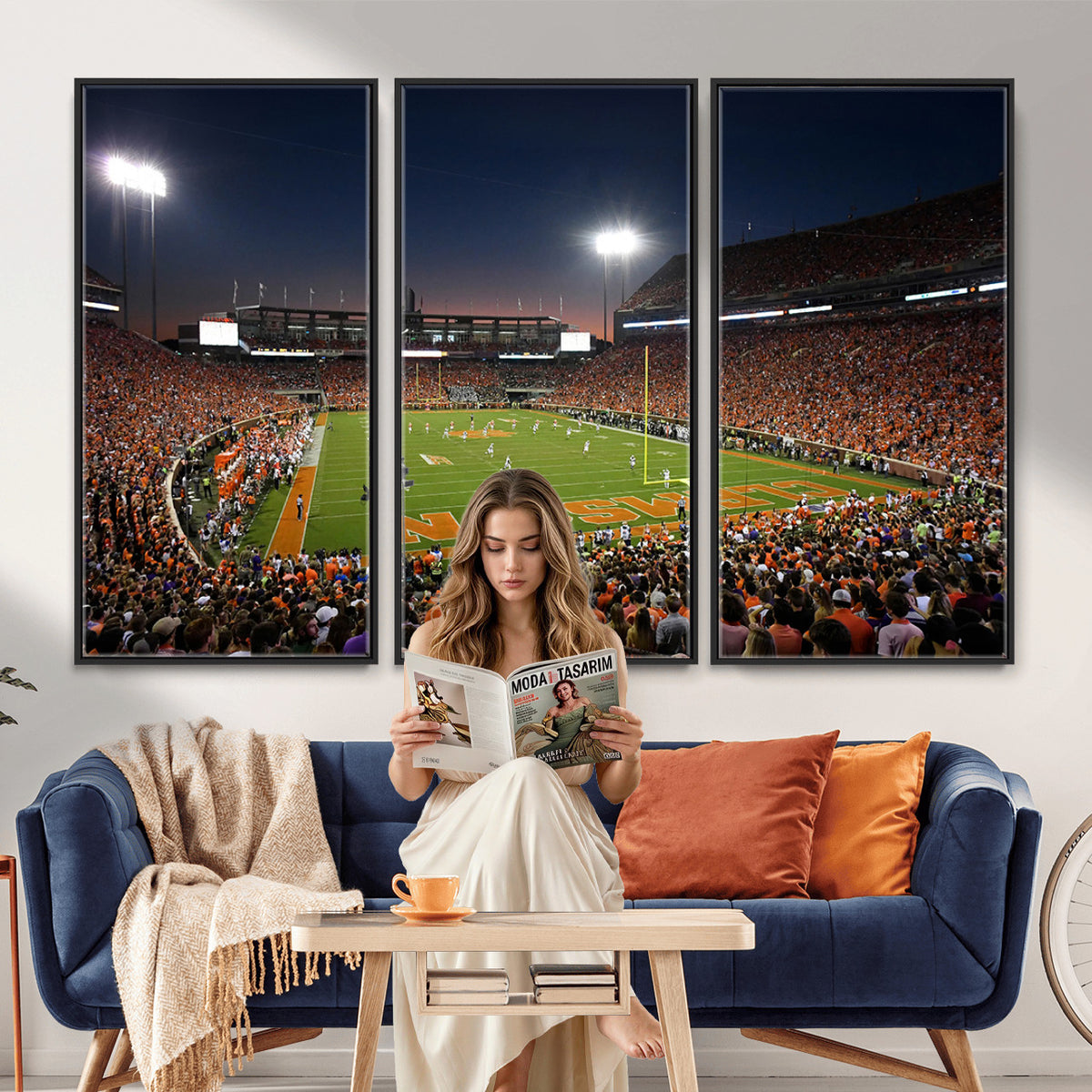 32340-MGV-CV-36X24 - Clemson University Tigers Art Print, Football Team Print