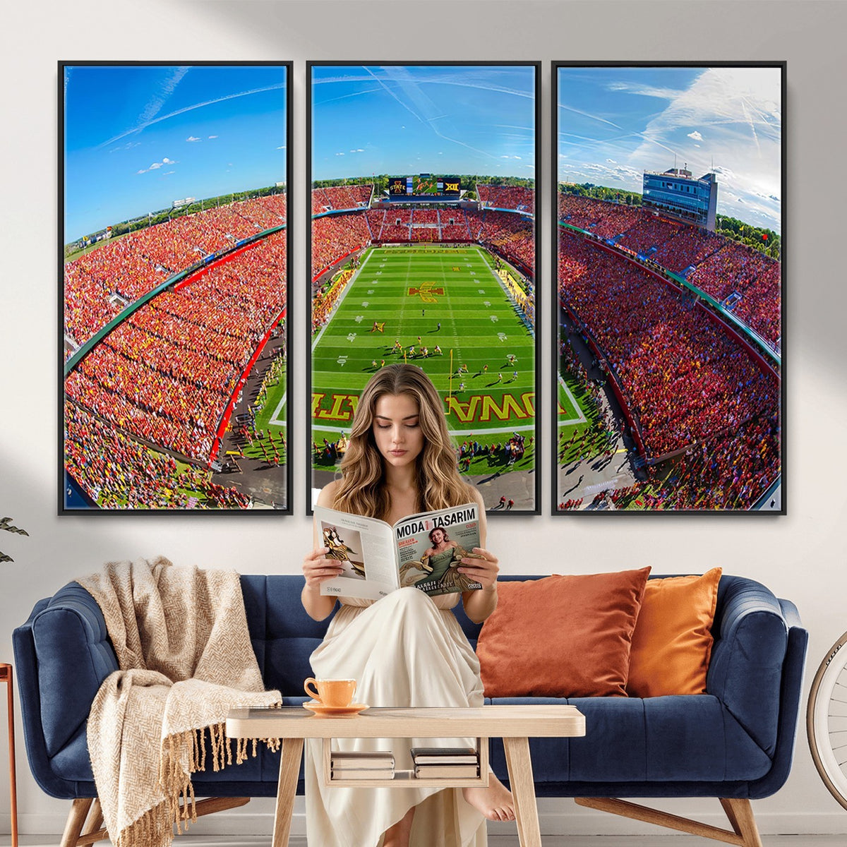 36706-MGV-CV-24X16 - Iowa State University Cyclones Football Team Print, Ames, Framed and Ready to Hang