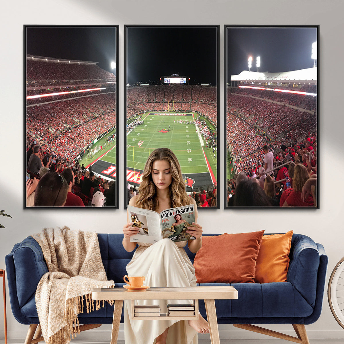 51251-PAN-FL-20X10 - University of Louisville Cardinals Football Team Print - Louisville Cardinal Stadium Wall Art Canvas
