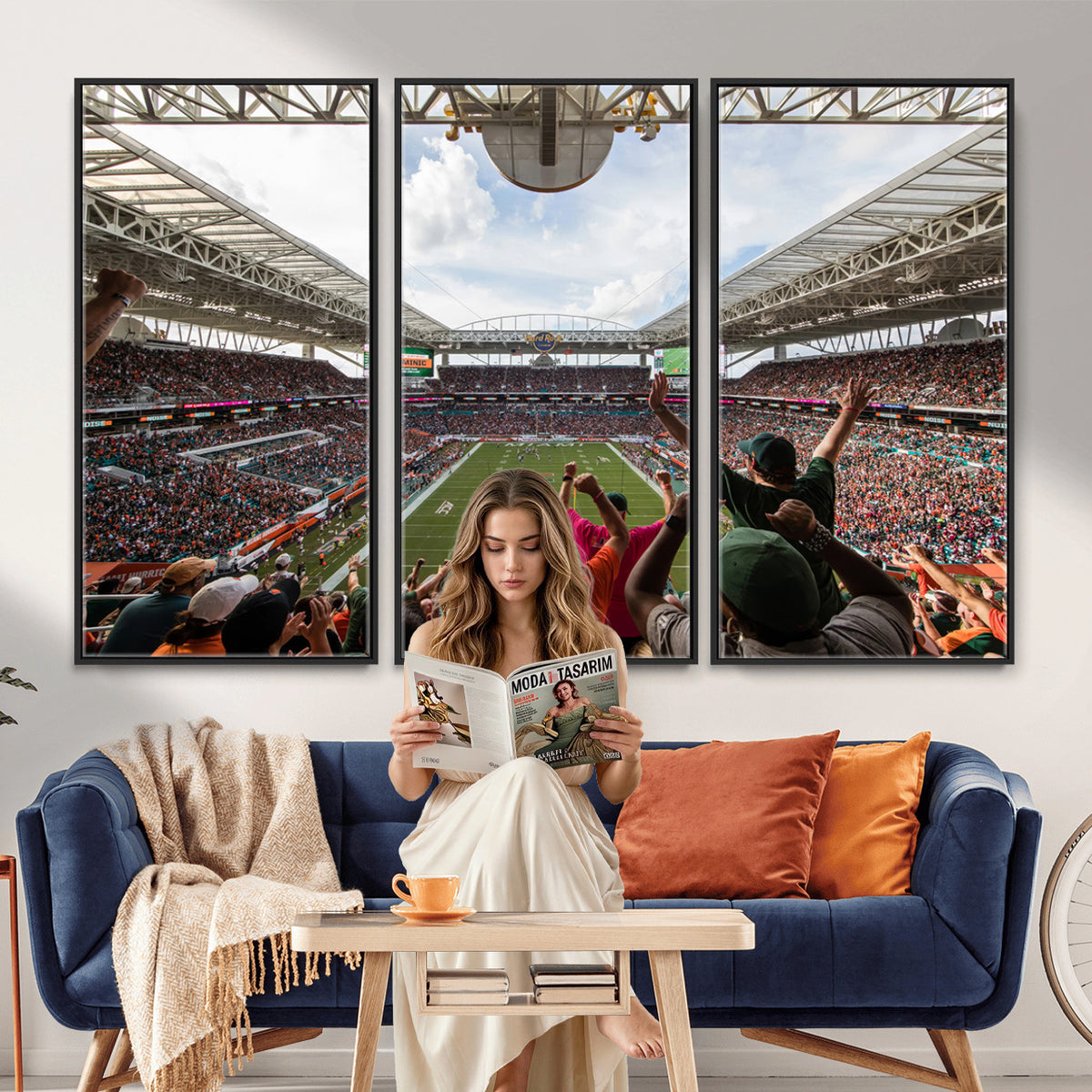 66239-PAN-FL-20X10 - Miami Hurricanes Football Team Wall Art Print - Miami Hard Rock Stadium Wall Art Canvas Print