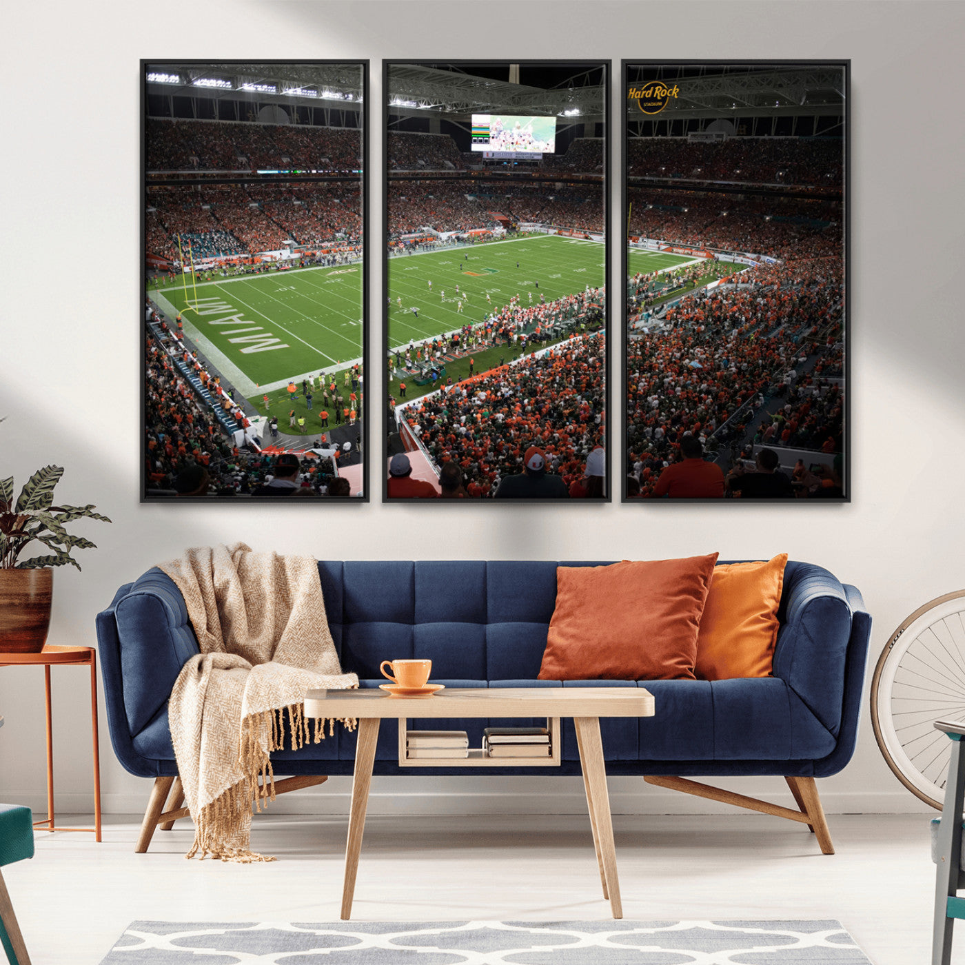 MGV-FC-48X32-3P - Miami Hurricanes Football Team Print Canvas- Miami Hard Rock Stadium Wall Art Canvas Print