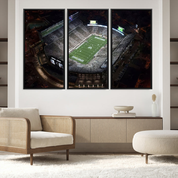 Michigan State Spartans Football Team Print - East Lansing Spartan Stadium Print Wall Art